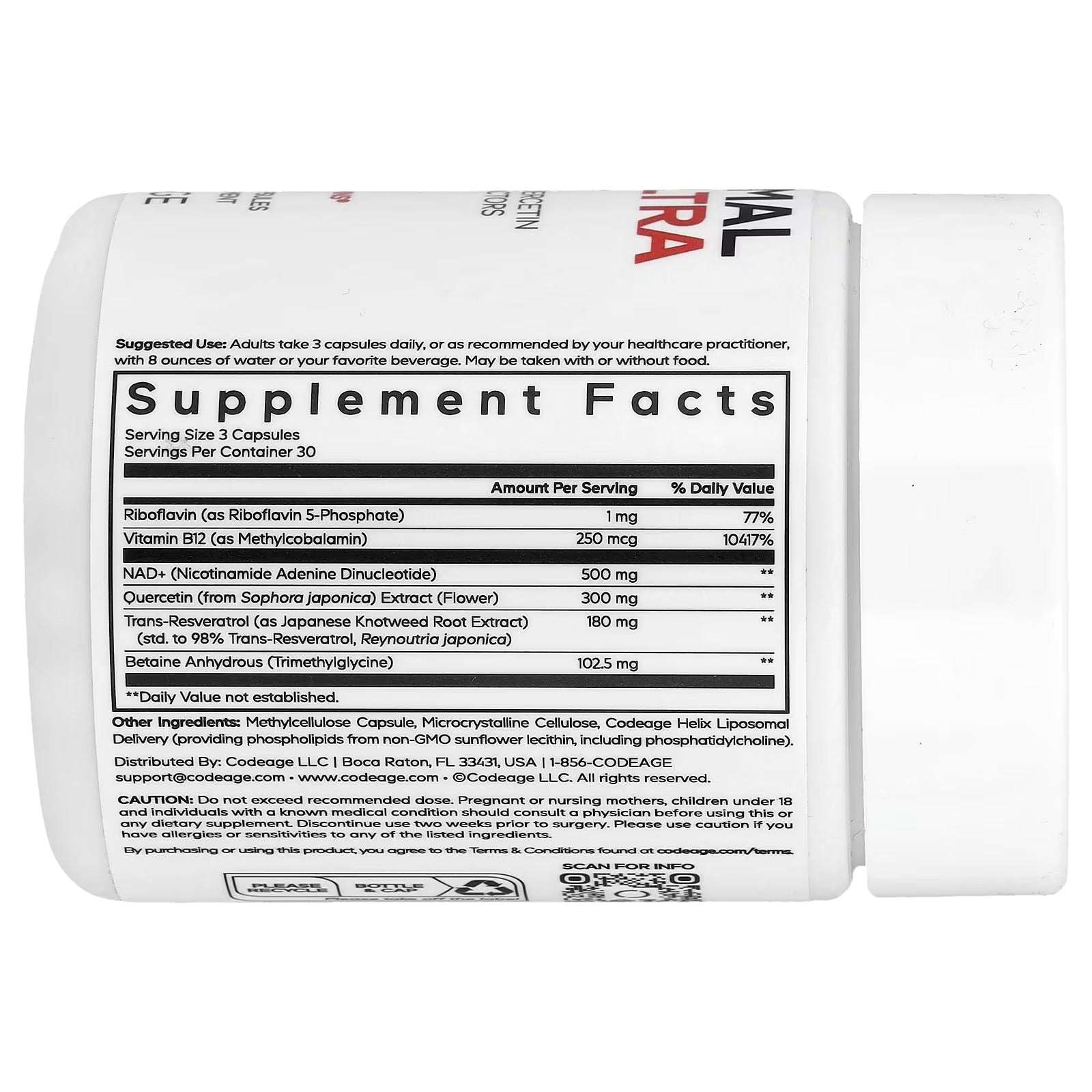 Codeage Sport Liposomal NAD+ ULTRA – 90 Vegetable Capsules - Mumzar