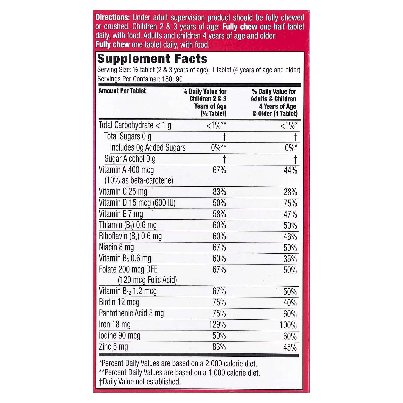 Flintstones, Children's Multivitamin, + Extra Iron, 90 Chewable Tablets - Mumzar