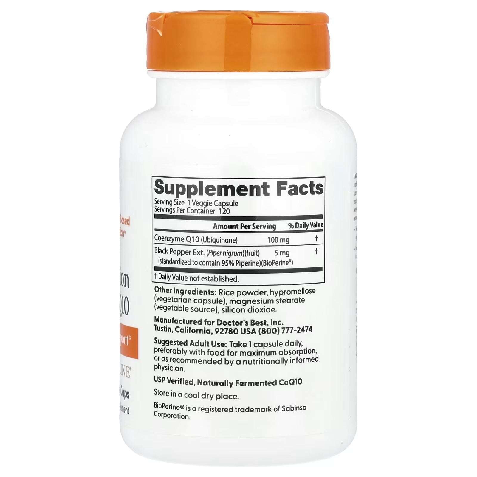 Doctor's Best High Absorption CoQ10 with BioPerine® – 100 mg, 120 Veggie Capsules - Mumzar