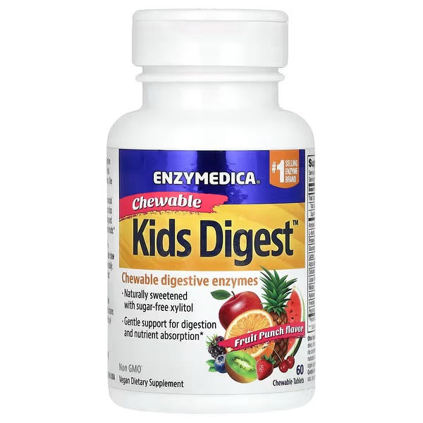 Enzymedica Kids’ Digest – Fruit Punch, 60 Chewable Tablets - Mumzar