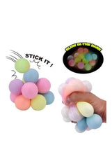 3-pack squishy fidget balls: pastel spheres with glow-in-the-dark effect