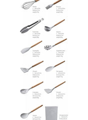 12-Piece Silicone Kitchen Utensil Set with Wooden Handles – Non-Stick Cooking Tools - Mumzar