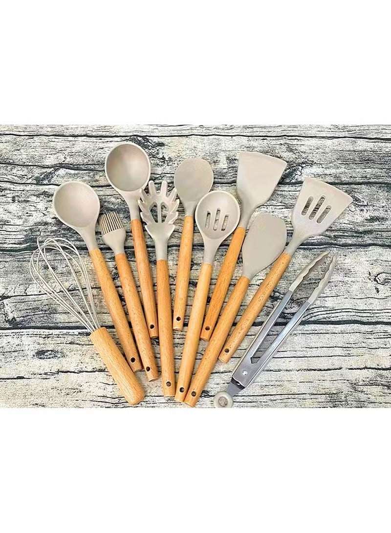 12 In 1 Silicone Kitchen Utensil Set Beige - Mumzar