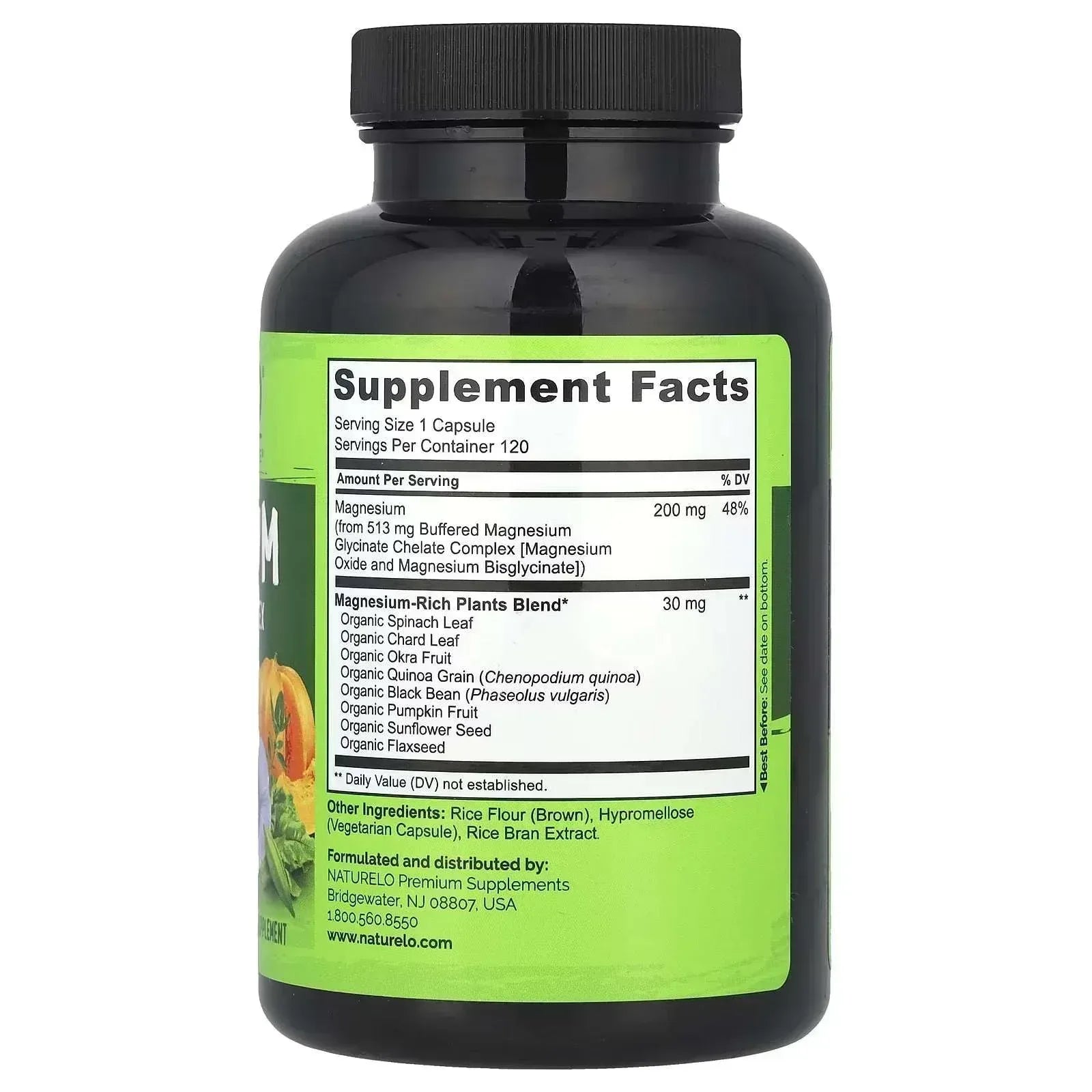 NATURELO Magnesium Glycinate Chelate Complex – 120 Vegetarian Capsules - Mumzar