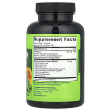 NATURELO magnesium supplement facts label on bottle, serving size 1 capsule