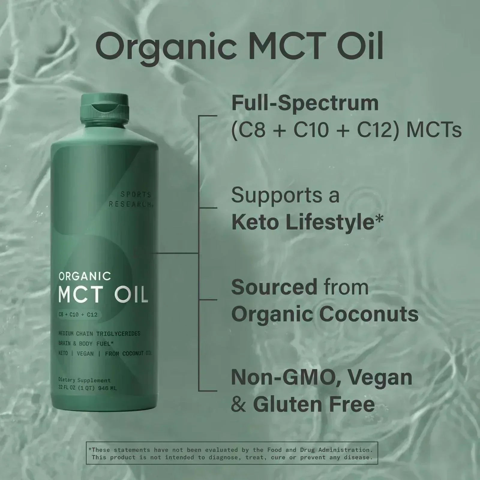 Sports Research Organic MCT Oil – 32 fl oz (946 ml) - Mumzar