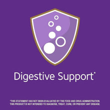 Digestive support supplement label panel with shield icon