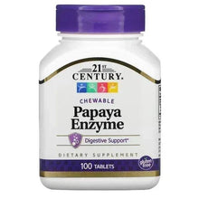 21st Century chewable papaya enzyme supplement bottle, 100 tablets