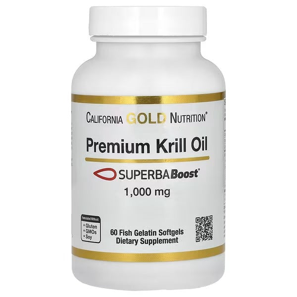 California Gold Nutrition, Premium Krill Oil with SUPERBABoost, 1,000 mg, 60 Fish Gelatin Softgels - Mumzar