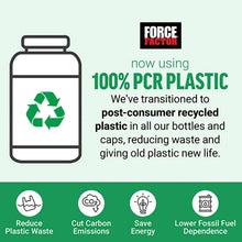 Force Factor LeanFire bottle with 100% PCR plastic recycling graphic