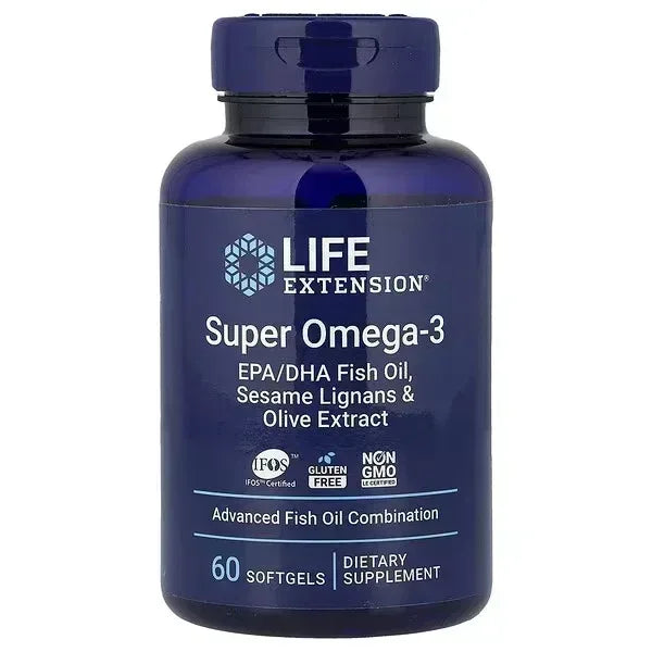 Life Extension, Super Omega-3, EPA/DHA Fish Oil, Sesame Lignans & Olive Extract, 60 Softgels - Mumzar