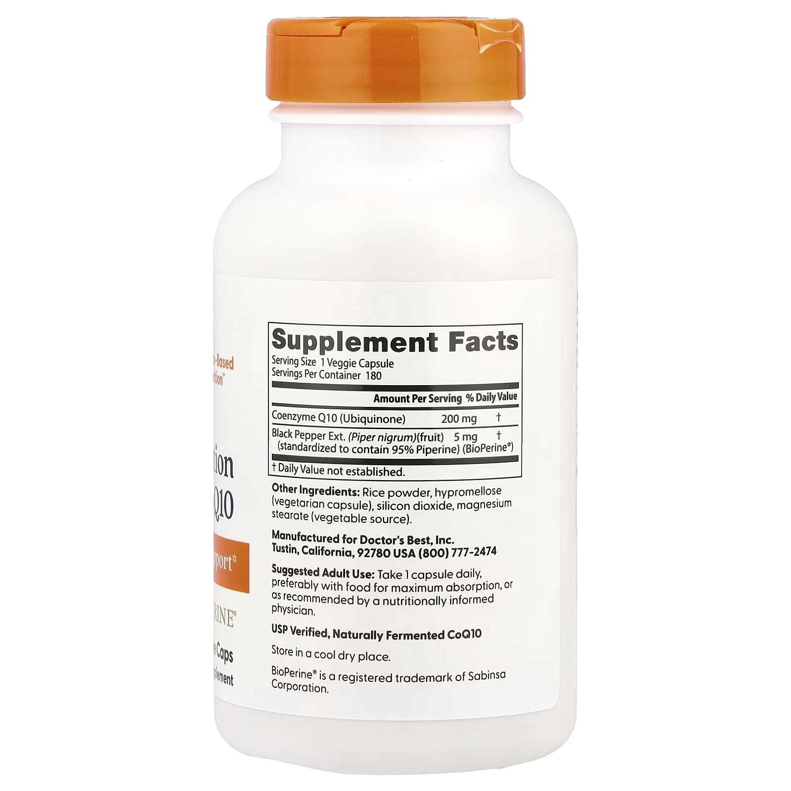 Doctor's Best, High Absorption CoQ10, 200 mg, 180 Veggie Caps