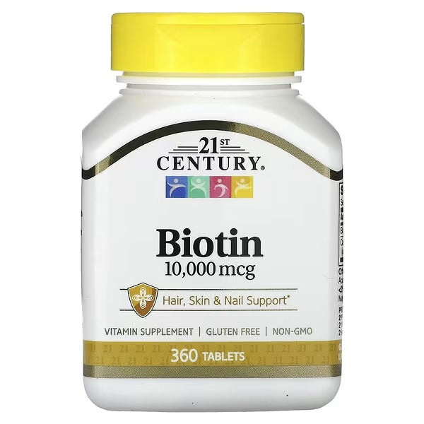 21st Century, Biotin, 10,000 mcg, 360 Tablets - Mumzar