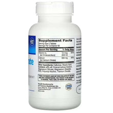 Calcium citrate + D3 supplement bottle back label with Supplement Facts panel