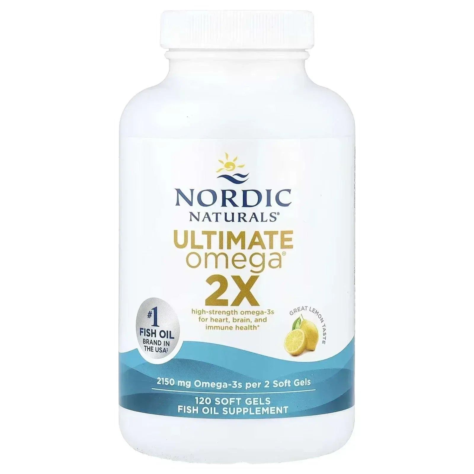 Nordic Naturals, Ultimate Omega® 2X, Lemon, 120 Soft Gels (1,075 mg per Soft Gel) - Mumzar