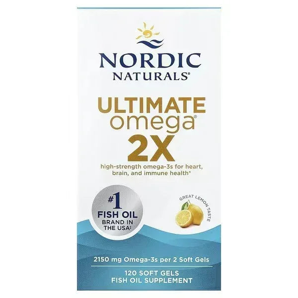 Nordic Naturals, Ultimate Omega® 2X, Lemon, 120 Soft Gels (1,075 mg per Soft Gel) - Mumzar