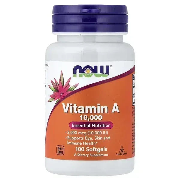 NOW Foods, Vitamin A, 3,000 mcg (10,000 IU), 100 Softgels - Mumzar
