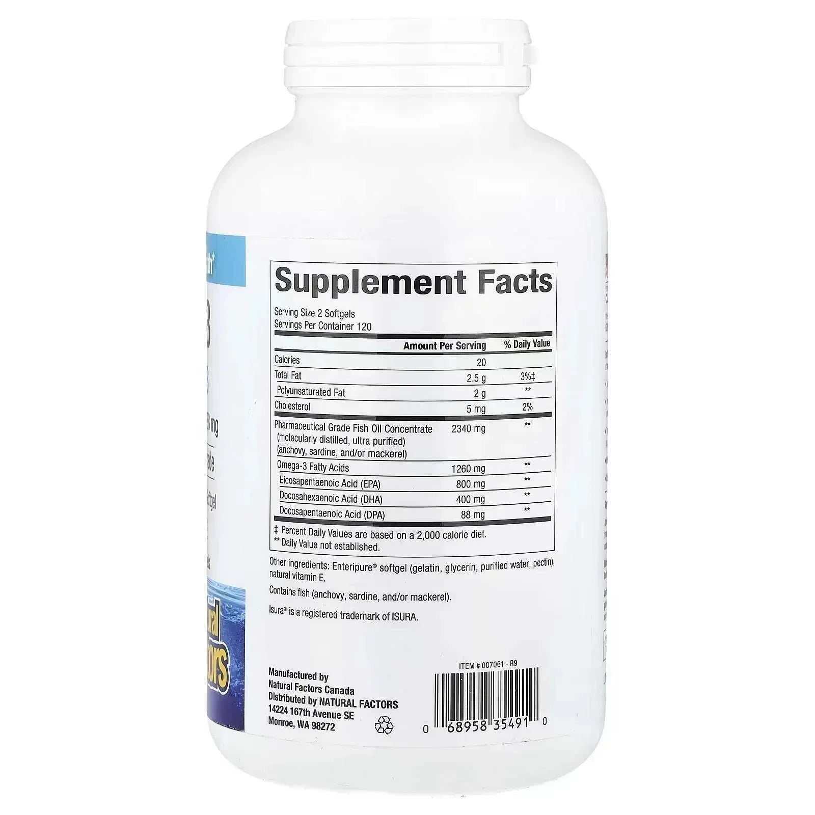 Natural Factors Rx Omega-3 – 240 Softgels, 630 mg per Softgel - Mumzar