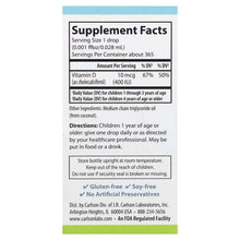 Carlson Kid's Super Daily D3 liquid supplement Supplement Facts panel