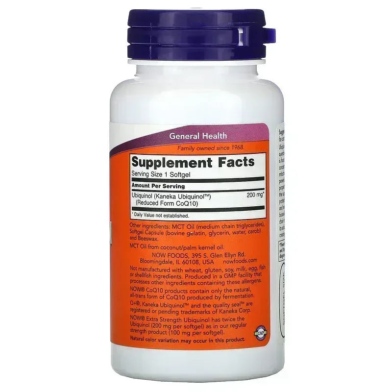 NOW Foods Ubiquinol – 200 mg, 60 Softgels - Mumzar