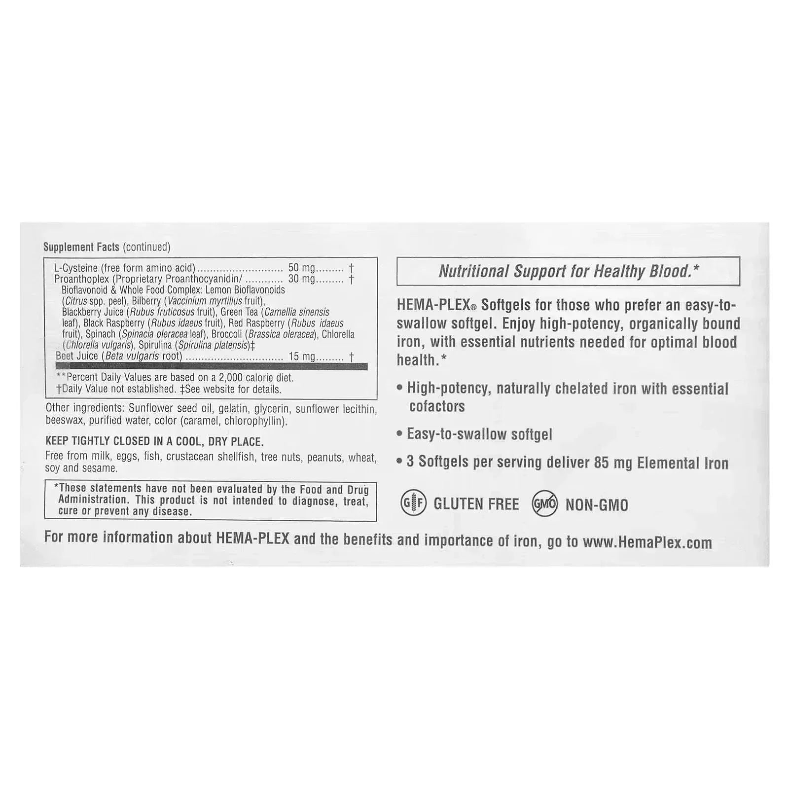 NaturesPlus, Hema-Plex® Iron, 60 Fast-Acting Softgels - Mumzar