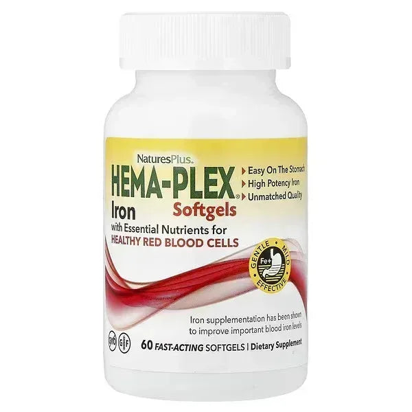 NaturesPlus, Hema-Plex® Iron, 60 Fast-Acting Softgels - Mumzar