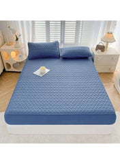 Waterproof Fitted Bedding Topper Set – Blue | Mattress & Pillow Protector with 2 Pillowcases (Multiple Sizes)