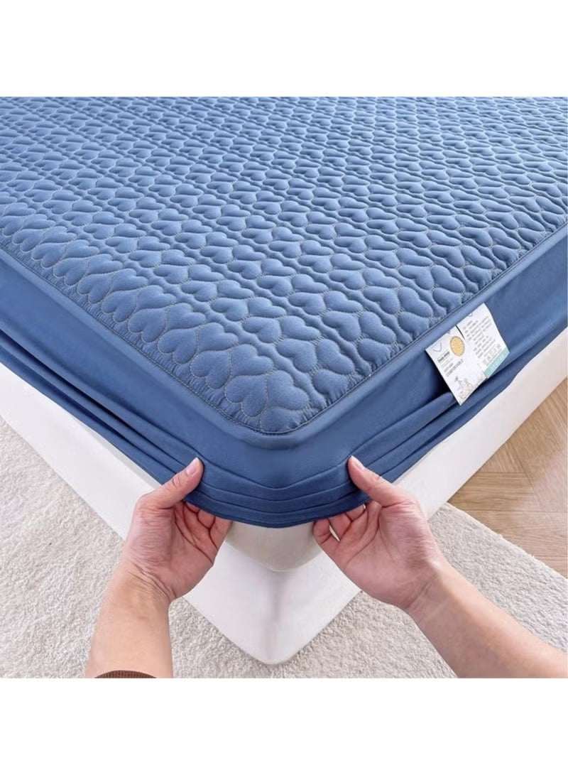 Waterproof Fitted Bedding Topper Set – Blue | Mattress & Pillow Protector with 2 Pillowcases (Multiple Sizes)