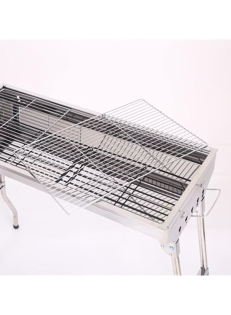 Stainless Steel Portable BBQ Grill with Folding Camping Table – Charcoal Barbecue & Smoker (73 × 33 × 70 cm) - Mumzar