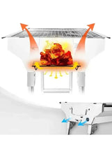 Charcoal BBQ grill showing heat vents and airflow over the cooking surface