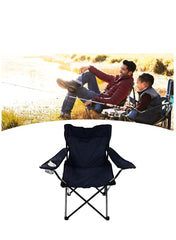 Folding Camping Chair Black | Portable Outdoor Chair with Armrest & Cup Holder - Mumzar