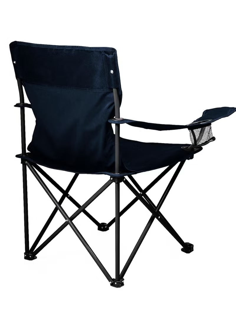 Folding Camping Chair Black | Portable Outdoor Chair with Armrest & Cup Holder - Mumzar