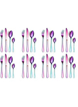 Rainbow stainless steel cutlery set, 24 pieces of forks, spoons, and knives
