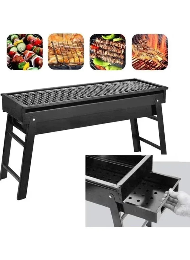 Portable BBQ Grill with Drawable Design – Black | Customizable Outdoor Charcoal Grill - Mumzar