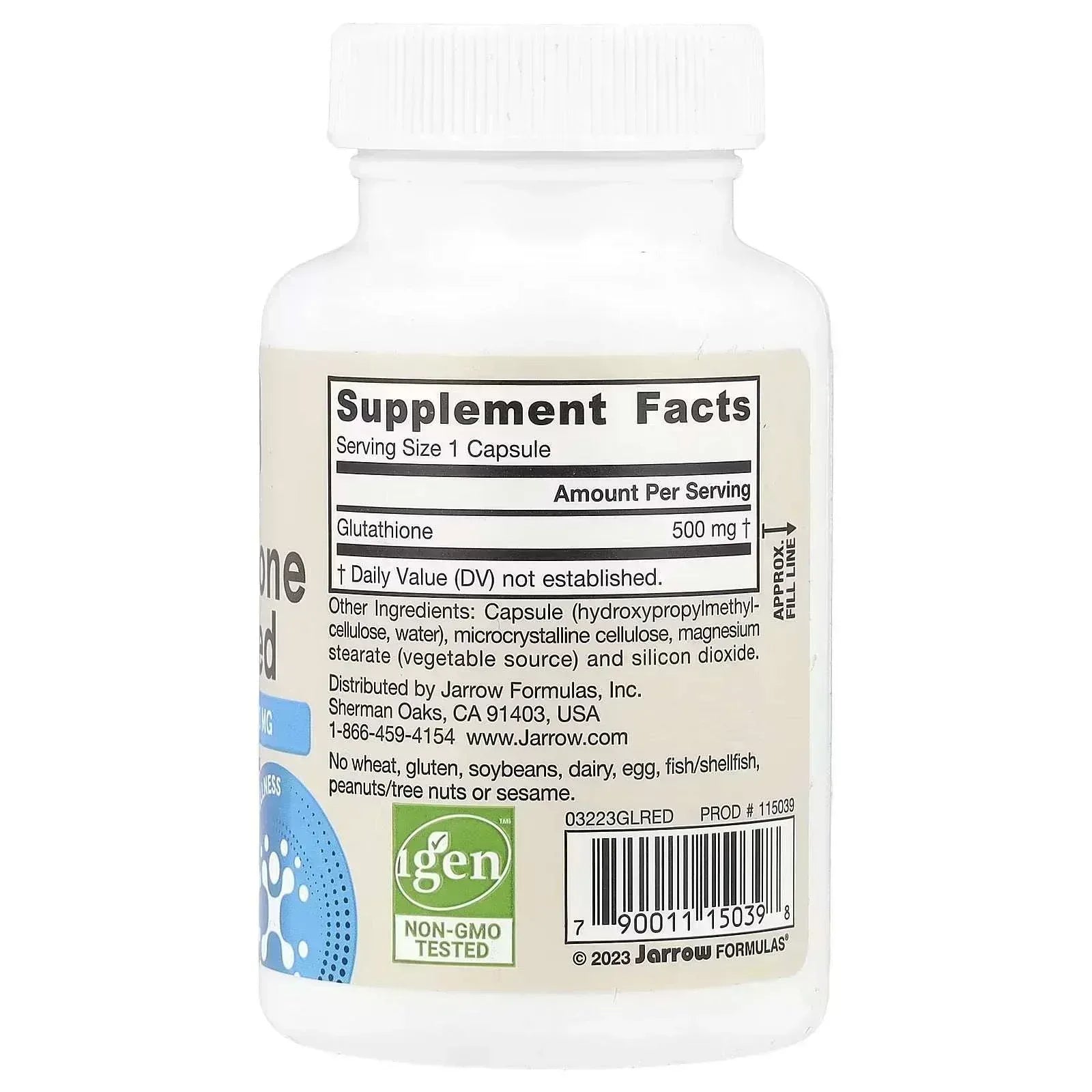 Jarrow Formulas Vegan Glutathione Reduced 500 mg – 60 Veggie Capsules - Mumzar