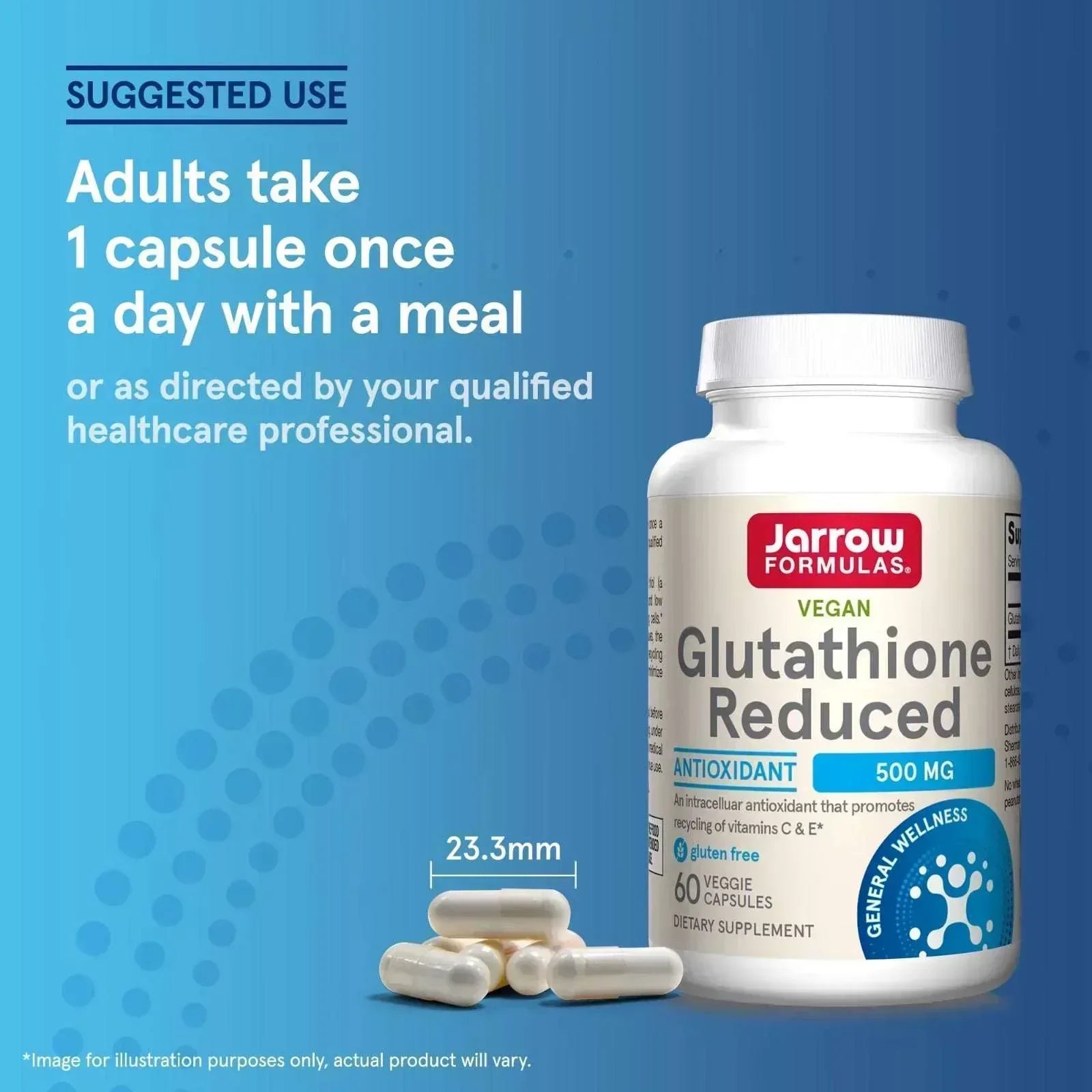 Jarrow Formulas Vegan Glutathione Reduced 500 mg – 60 Veggie Capsules - Mumzar