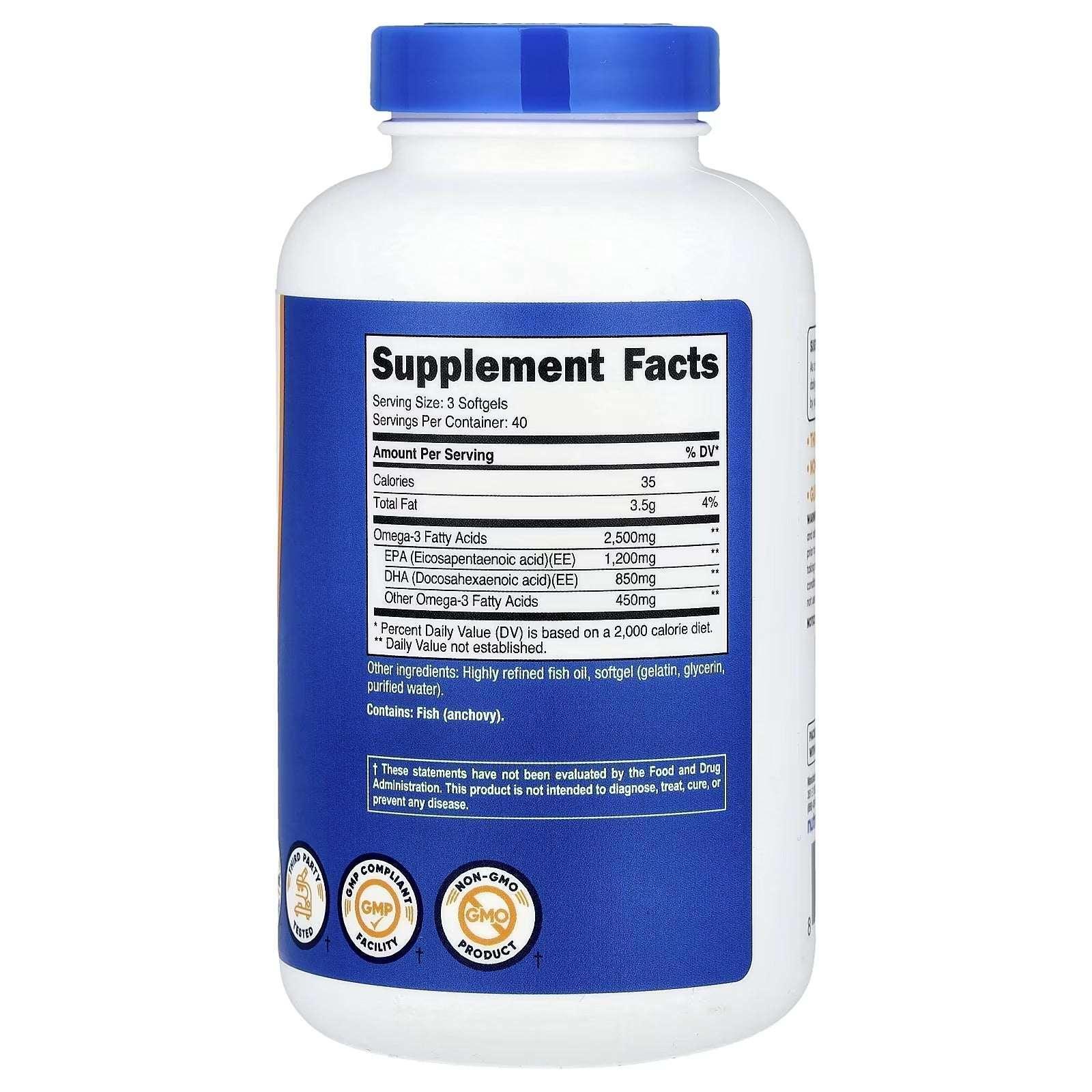 Nutricost Omega-3 Fish Oil, 120 Softgels - Mumzar
