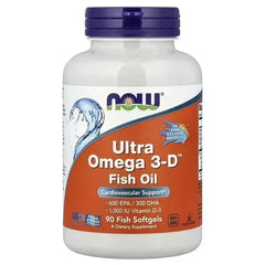 NOW Foods Ultra Omega-3-D – 600 EPA / 300 DHA with Vitamin D-3 | 90 Fish Softgels - Mumzar