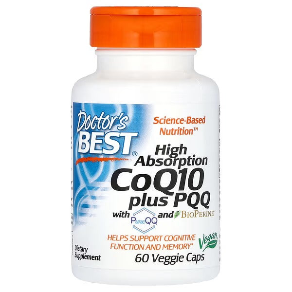 Doctor's Best High Absorption CoQ10 Plus PQQ – 60 Veg Capsules | Heart & Cellular Energy Support - Mumzar