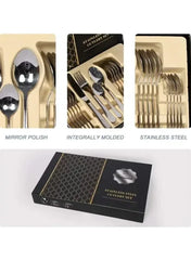Stainless Steel Black Cutlery Set | Elegant Spoon, Knife & Fork Dining Ensemble - Mumzar