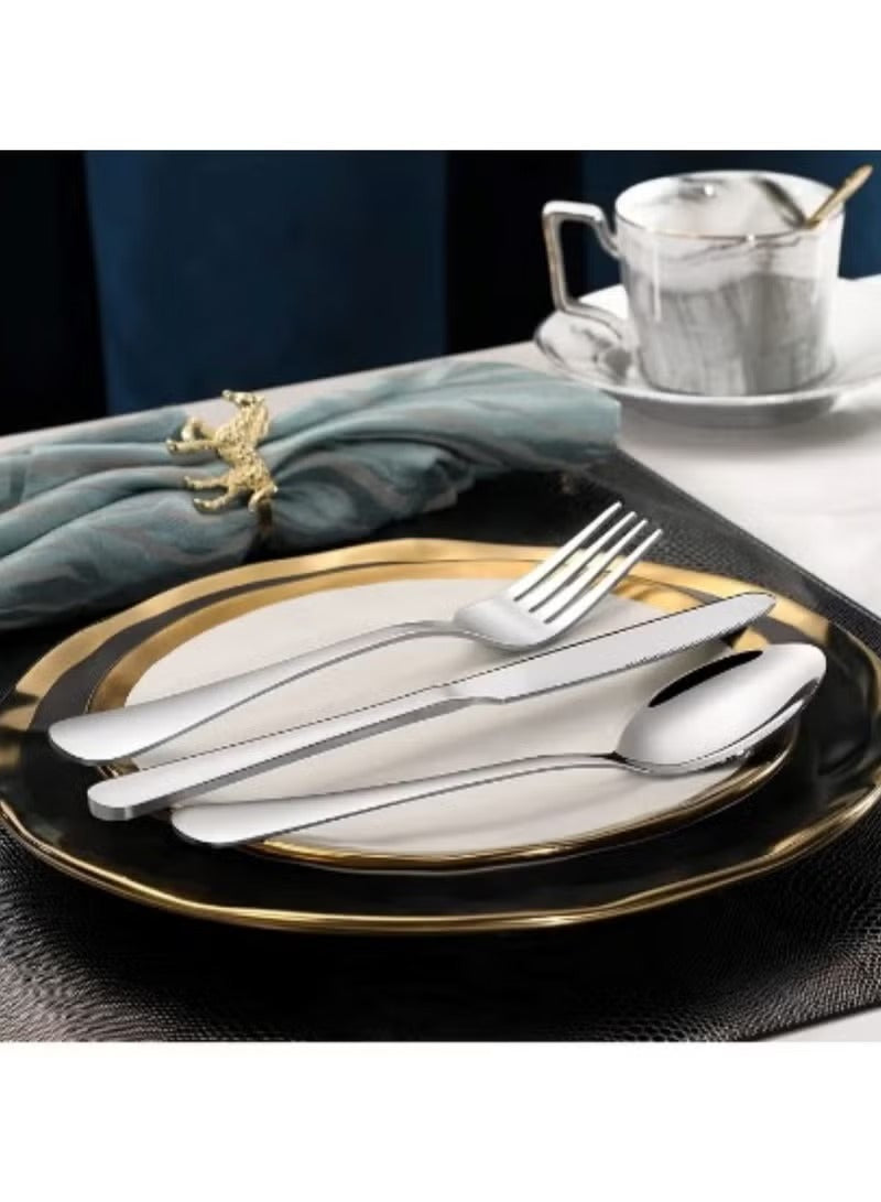 Stainless Steel Silver Cutlery Set | Elegant Spoon, Knife & Fork Dining Ensemble - Mumzar
