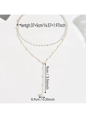 Elegant Layered Pearl Drop Necklace | Adjustable Pearl Pendant Chain Jewelry - Mumzar