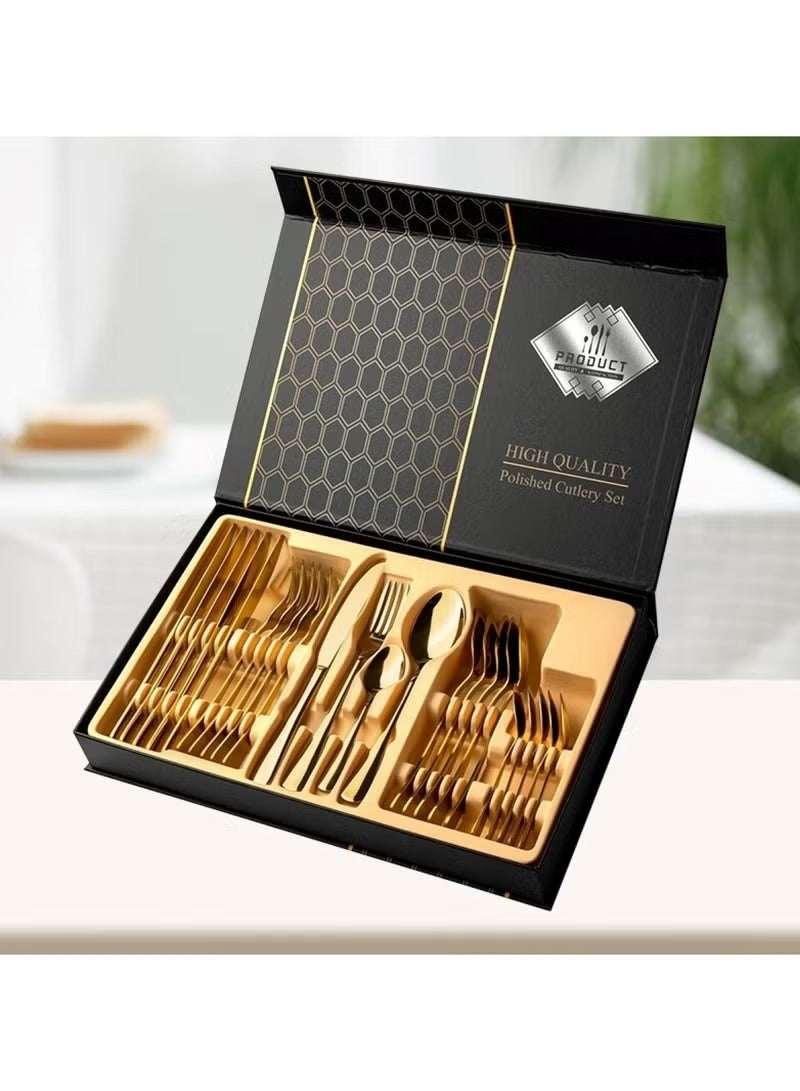 Stainless Steel Gold Cutlery Set | Elegant Spoon, Knife & Fork Dining Set - Mumzar