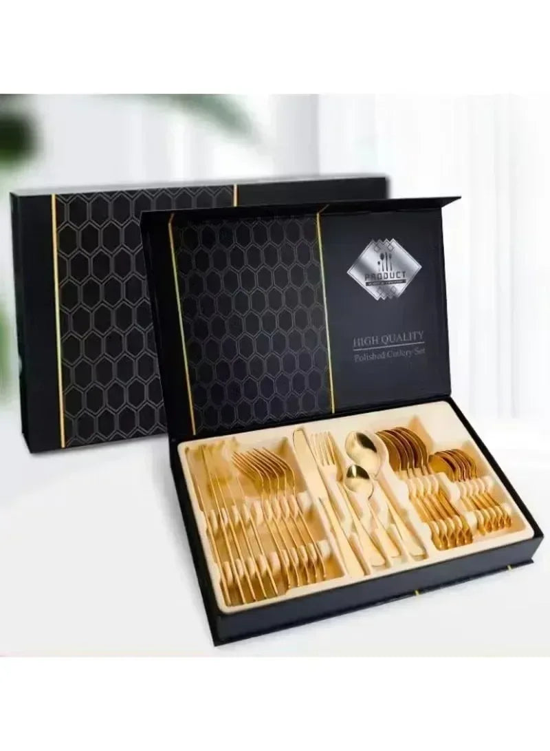 Stainless Steel Gold Cutlery Set | Elegant Spoon, Knife & Fork Dining Set - Mumzar