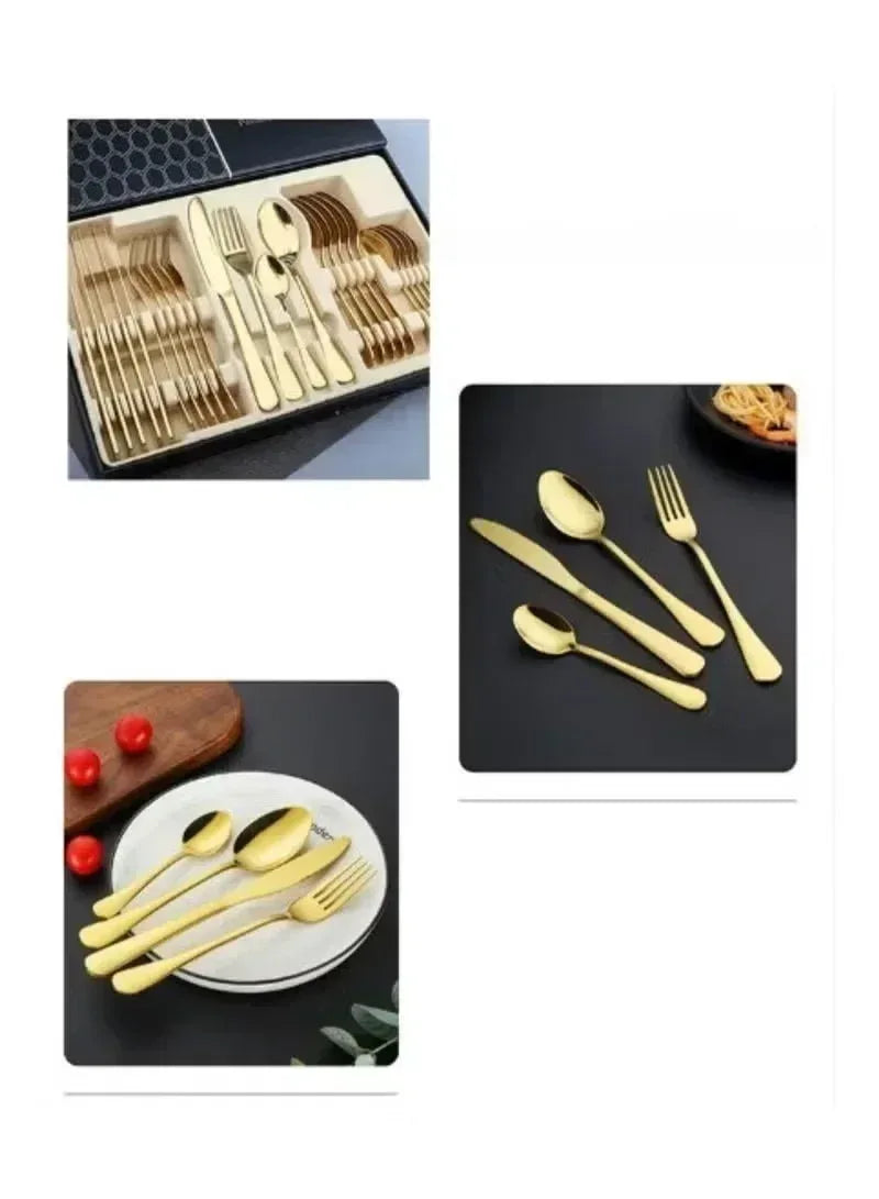 Stainless Steel Gold Cutlery Set | Elegant Spoon, Knife & Fork Dining Set - Mumzar