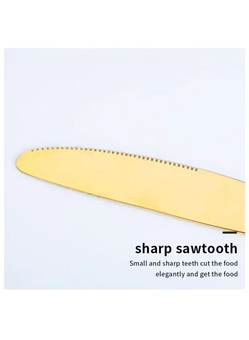 Stainless Steel Gold Cutlery Set | Elegant Spoon, Knife & Fork Dining Set - Mumzar