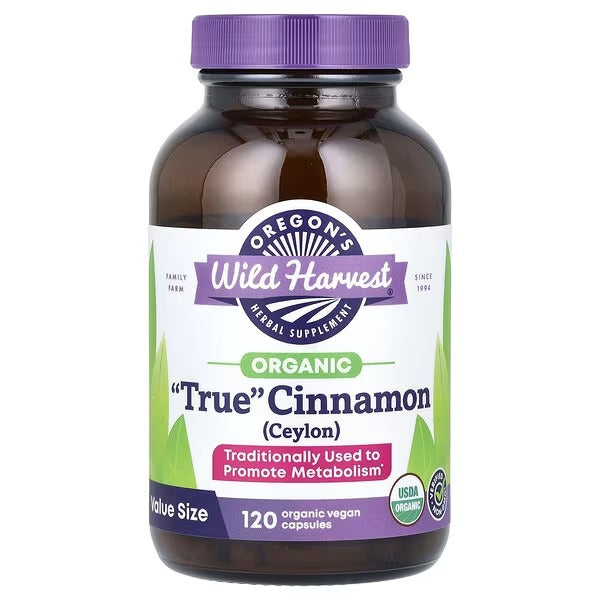 Oregon’s Wild Harvest Organic “True” Cinnamon (Ceylon) | 450 mg | 120 Organic Vegan Capsules - Mumzar