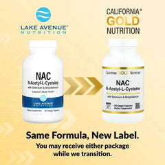 California Gold Nutrition N-Acetyl-L-Cysteine (NAC) with Molybdenum & Selenium | 120 Veg Capsules
