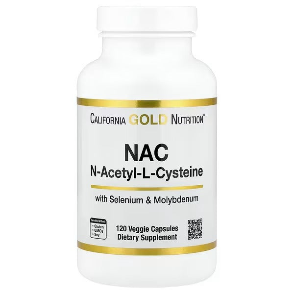 California Gold Nutrition N-Acetyl-L-Cysteine (NAC) with Molybdenum & Selenium | 120 Veg Capsules - Mumzar
