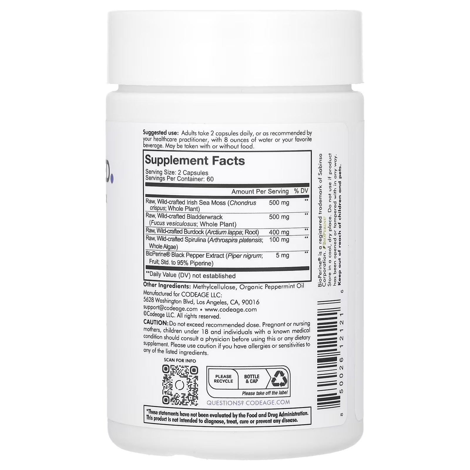 Codeage, Sea Moss, Wildcrafted, 120 Capsules - Mumzar